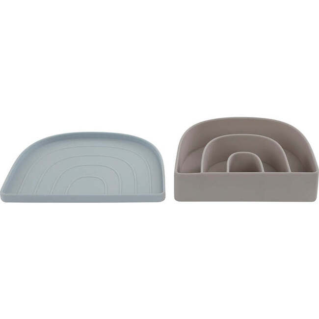 Rainbow Plate & Bowl, Dusty Blue & Clay