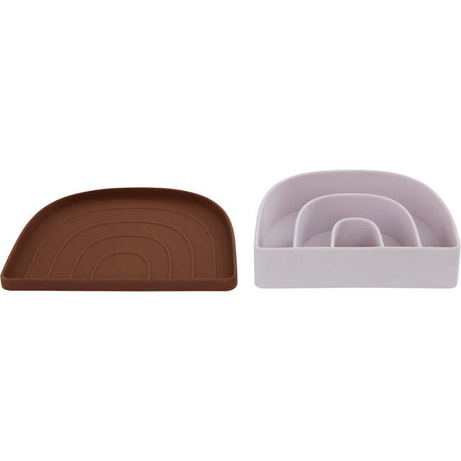 Rainbow Plate & Bowl, Caramel & Lavender