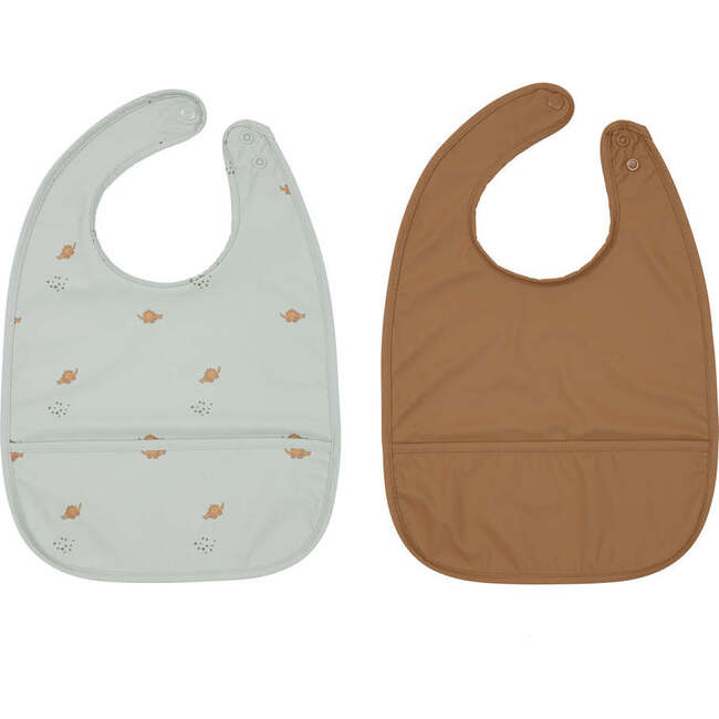 Dino Bib Set, Dusty Green & Caramel (Pack Of 2)