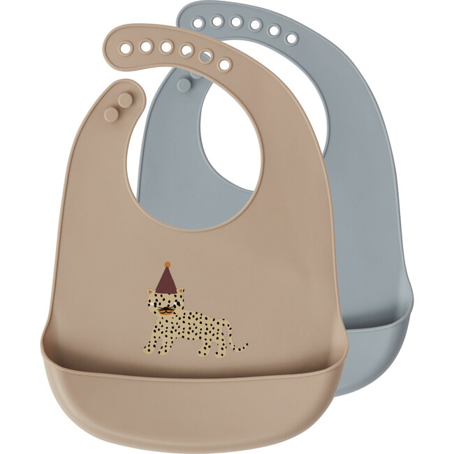 Set of 2 Leopard Bibs, Rose Multi