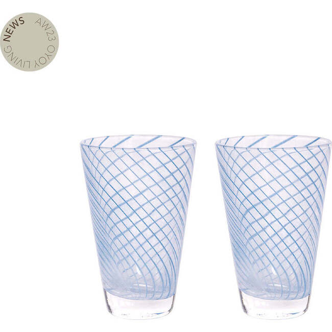 Yuka Groove Glass, Blue (Pack Of 2)