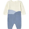 Newborn knitted romper, Blue - Rompers - 1 - thumbnail