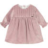 Newborn Girl Velvet Dress, Pink - Dresses - 1 - thumbnail