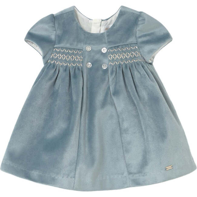 Newborn Girl Velvet Dress, Blue