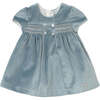 Newborn Girl Velvet Dress, Blue - Dresses - 1 - thumbnail