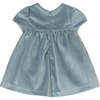 Newborn Girl Velvet Dress, Blue - Dresses - 2