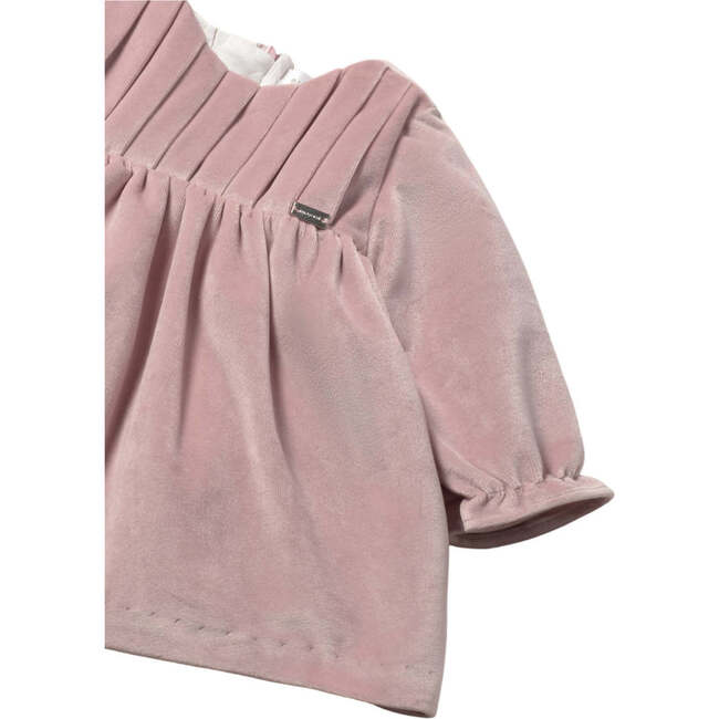 Newborn Girl Velvet Dress, Pink - Dresses - 3