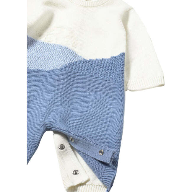 Newborn knitted romper, Blue - Rompers - 3