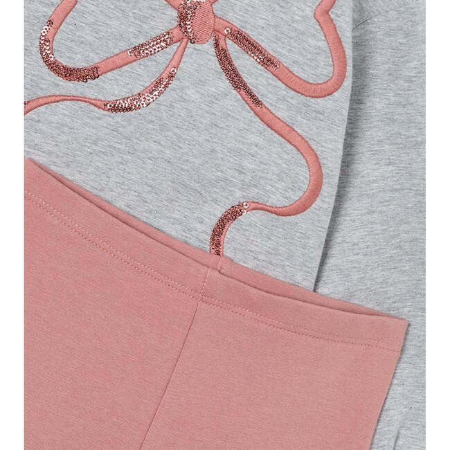 Set Leggings And Sweatshirt Bow Girl, Grey - Mixed Apparel Set - 3