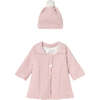 Newborn Girl Knit Coat with Hood, Pink - Coats - 1 - thumbnail