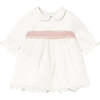 Newborn Girl Embroidered Dress, Ivory - Dresses - 1 - thumbnail