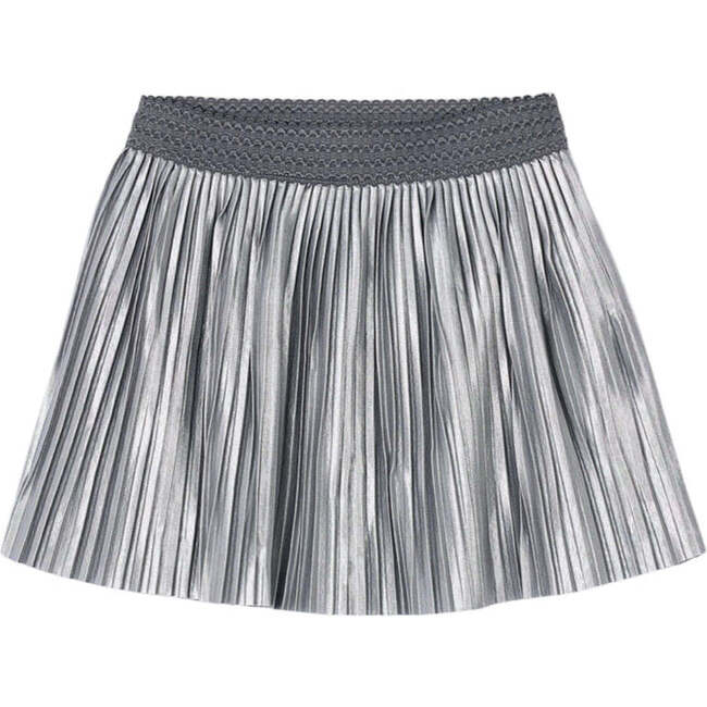 Girl Pleated Skirt, Silver