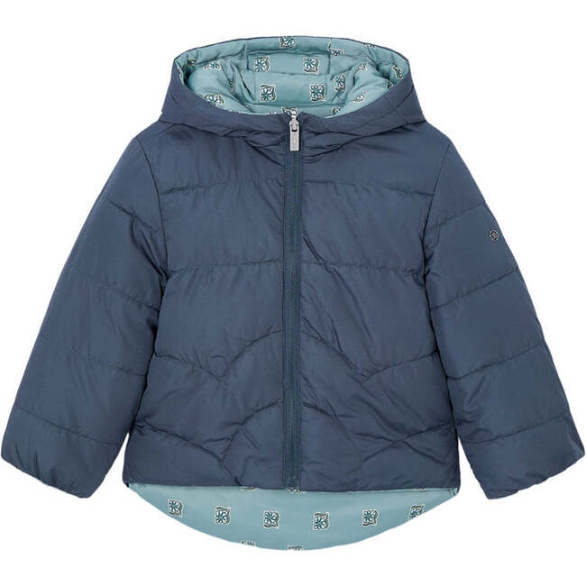 Girl Reversible Puffer Jacket, Navy