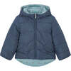 Girl Reversible Puffer Jacket, Navy - Jackets - 1 - thumbnail