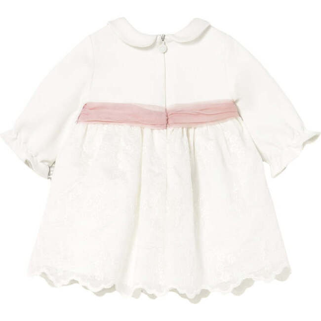 Newborn Girl Embroidered Dress, Ivory - Dresses - 2