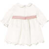 Newborn Girl Embroidered Dress, Ivory - Dresses - 2