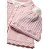 Newborn Girl Knit Coat with Hood, Pink - Coats - 3