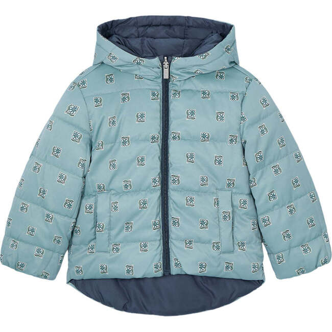 Girl Reversible Puffer Jacket, Navy - Jackets - 3