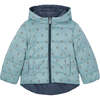 Girl Reversible Puffer Jacket, Navy - Jackets - 3 - thumbnail