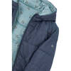Girl Reversible Puffer Jacket, Navy - Jackets - 4 - thumbnail