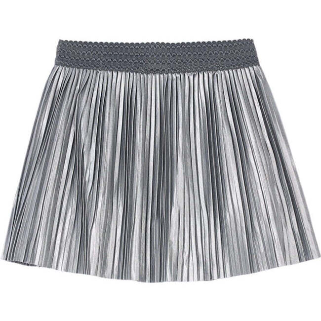 Girl Pleated Skirt, Silver - Skirts - 4