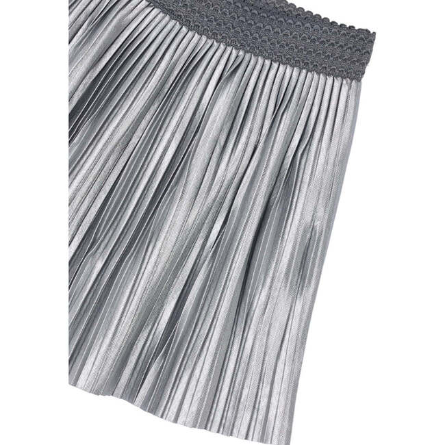 Girl Pleated Skirt, Silver - Skirts - 5