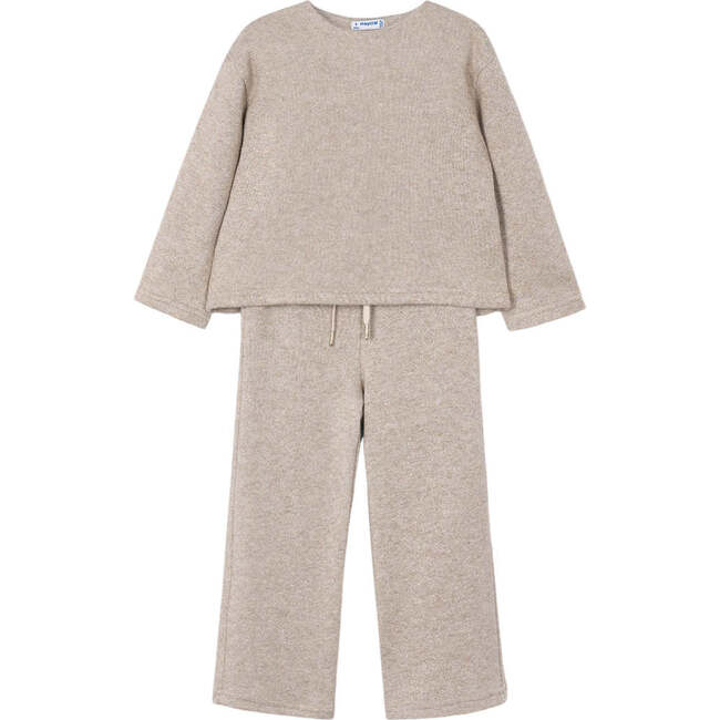 Girl Knit Pants and Sweater Set, Beige