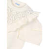 Girl Openwork Knit Sweater, Cream - Sweaters - 3