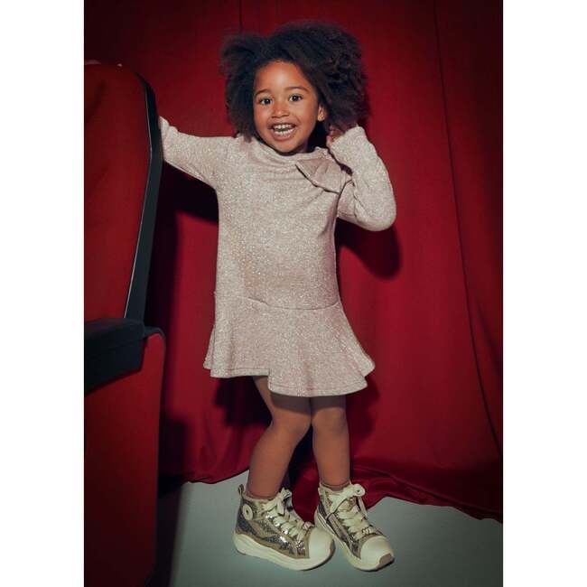 Girl Knit Dress, Beige - Dresses - 3