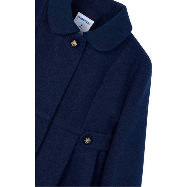 Girl Cloth Coat, Navy - Coats - 5