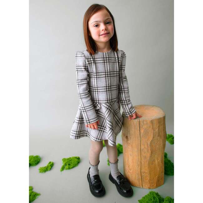 Girl Knit Dress, Grey - Dresses - 3