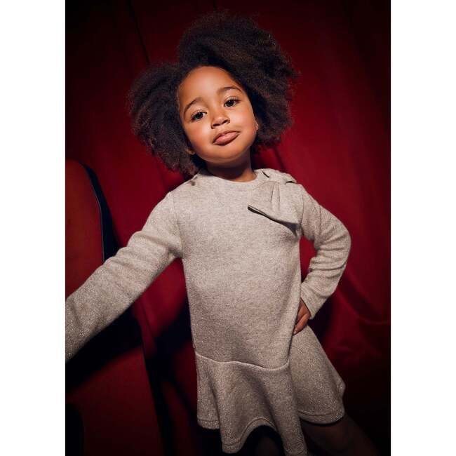 Girl Knit Dress, Beige - Dresses - 4