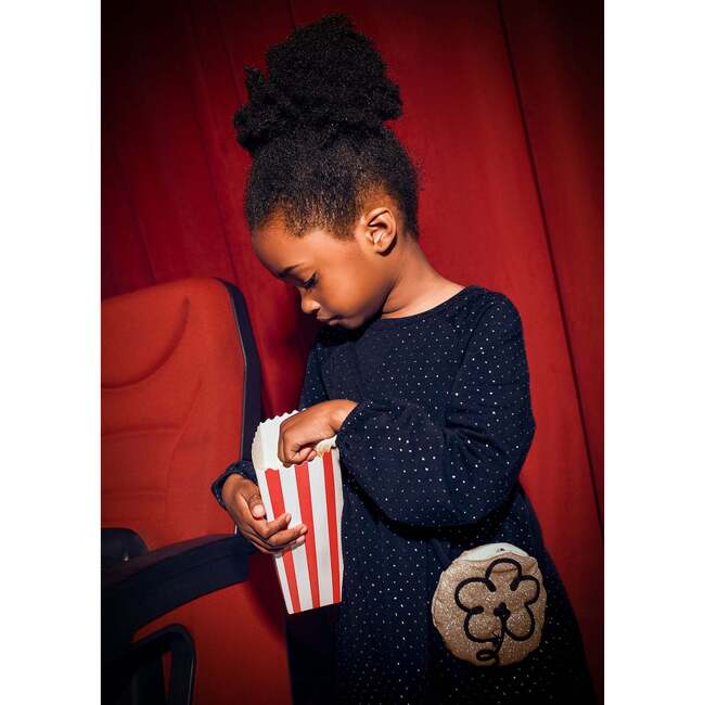 Girl Fleece Dress with Handbag, Navy - Dresses - 4