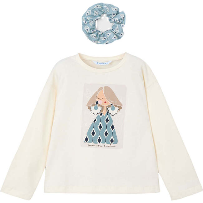 Girls' Eelasticated T-shirt, Cream