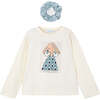 Girls' Eelasticated T-shirt, Cream - T-Shirts - 1 - thumbnail