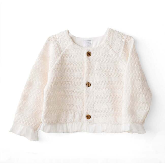 Vanilla Ruffle Cardigan, Cream