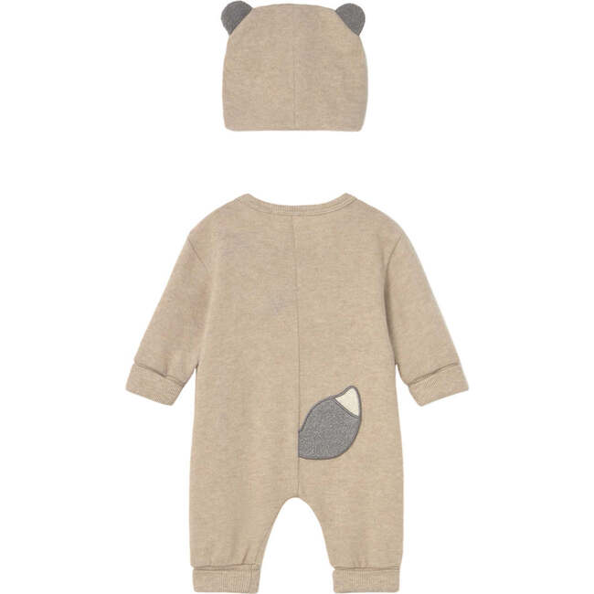 Newborn Boy One Piece with Hat, Beige - Rompers - 2
