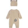Newborn Boy One Piece with Hat, Beige - Rompers - 2
