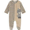 Newborn Boy 2-Piece Velour One Piece Set, Beige - Rompers - 2