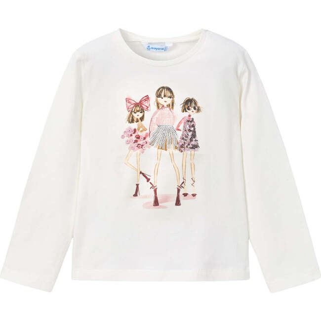 Girls Doll Motif Shirt, White