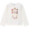 Girls Doll Motif Shirt, White - T-Shirts - 1 - thumbnail