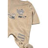 Newborn Boy 2-Piece Velour One Piece Set, Beige - Rompers - 4