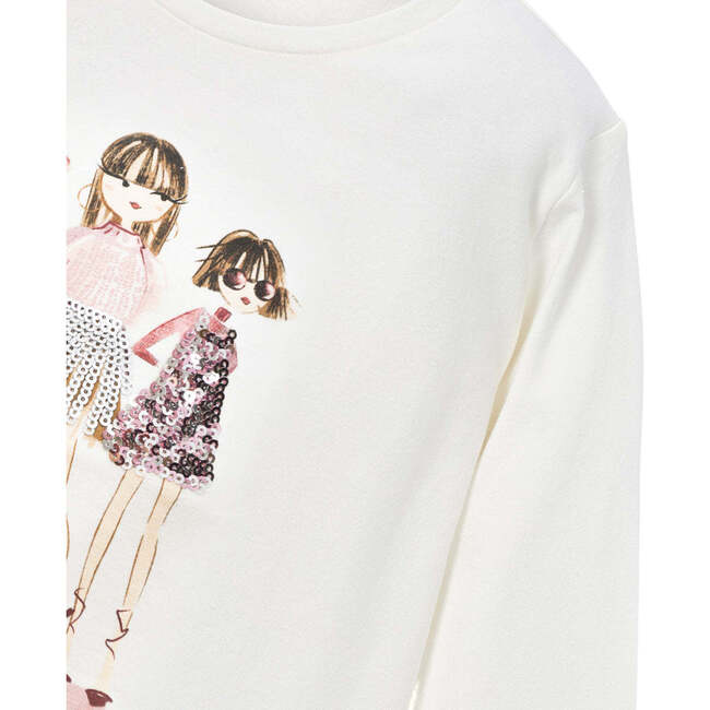 Girls Doll Motif Shirt, White - T-Shirts - 3