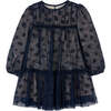 Girl Tulle Dress, Navy - Dresses - 1 - thumbnail