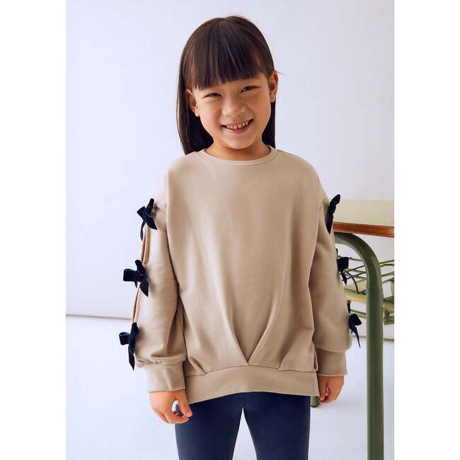 Girls Leggings and Bow Jumper Set, Beige - Mixed Apparel Set - 4