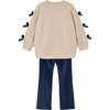Girls Leggings and Bow Jumper Set, Beige - Mixed Apparel Set - 5