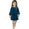 Girl Velvet Dress, Green - Dresses - 4
