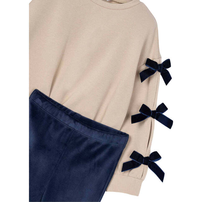 Girls Leggings and Bow Jumper Set, Beige - Mixed Apparel Set - 6