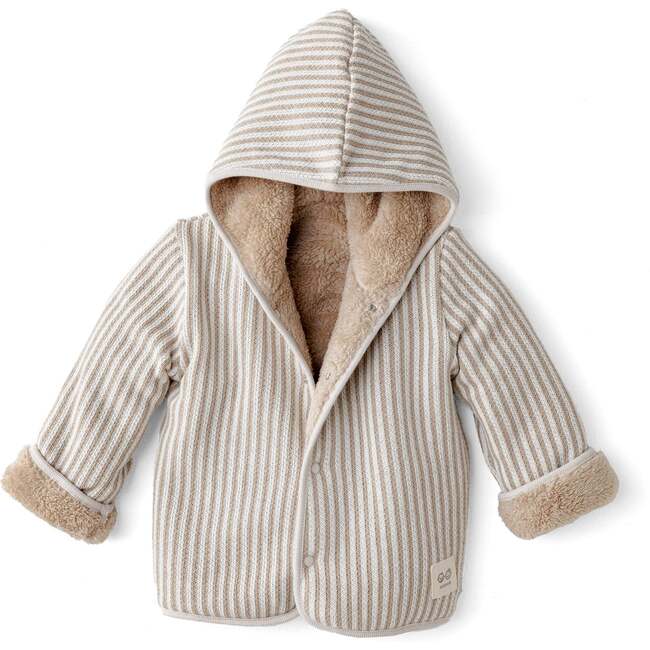 Snuggle Stripe Hooded Jacket, Beige
