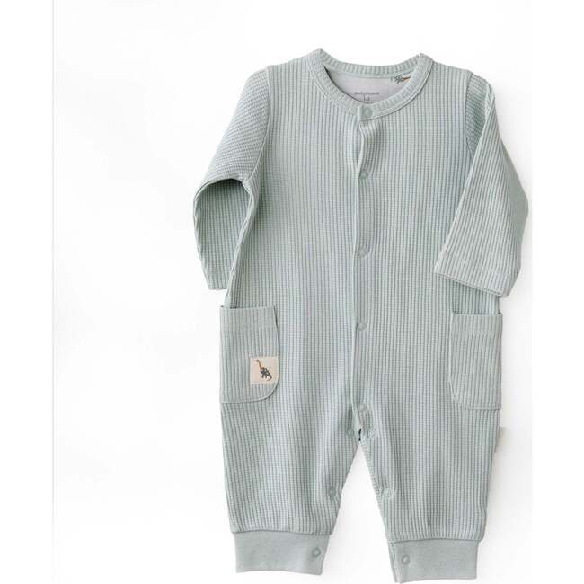 Ribbed Giraffe Pocket Romper, Green
